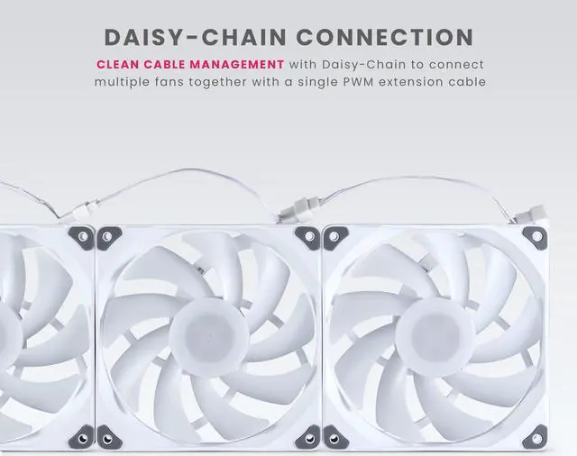 Alt view image 3 of 7 - Phanteks M25-140 D-RGB fan, High-Airflow radiator performance, PWM control up to 1800RPM, ARGB/DRGB lighting, Daisy-Chain cable, White