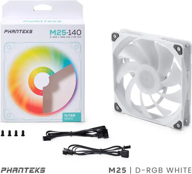 Alt view image 7 of 7 - Phanteks M25-140 D-RGB fan, High-Airflow radiator performance, PWM control up to 1800RPM, ARGB/DRGB lighting, Daisy-Chain cable, White
