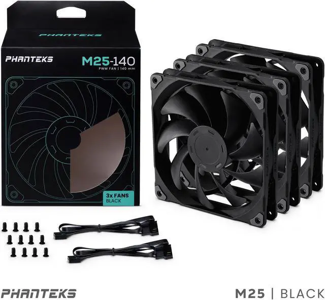 Alt view image 7 of 7 - Phanteks M25-140 fan, High-Airflow radiator performance, PWM control up to 1800RPM, Daisy-Chain cable, Black ,3 Pack
