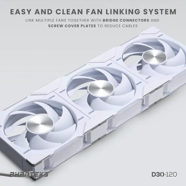 Alt view image 6 of 10 - Phanteks D30-120 DRGB PWM FAN 3Pack, Premium D-RGB Performance Fans, ARGB/DRGB lighting, Daisy-chain Fan Linking system, White, 3Pack