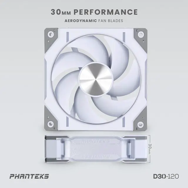 Alt view image 7 of 10 - Phanteks D30-120 DRGB PWM FAN 3Pack, Premium D-RGB Performance Fans, ARGB/DRGB lighting, Daisy-chain Fan Linking system, White, 3Pack