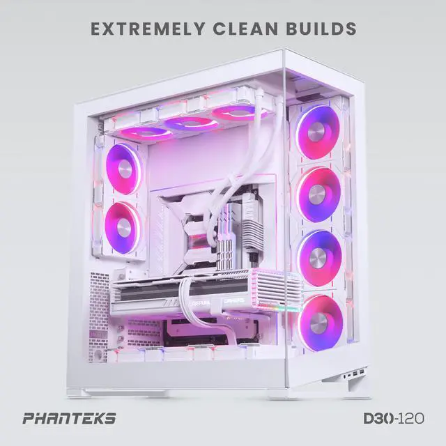 Alt view image 9 of 10 - Phanteks D30-120 DRGB PWM FAN 3Pack, Premium D-RGB Performance Fans, ARGB/DRGB lighting, Daisy-chain Fan Linking system, White, 3Pack
