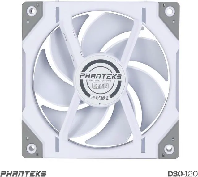 Alt view image 10 of 10 - Phanteks D30-120 DRGB PWM FAN 3Pack, Premium D-RGB Performance Fans, ARGB/DRGB lighting, Daisy-chain Fan Linking system, White, 3Pack