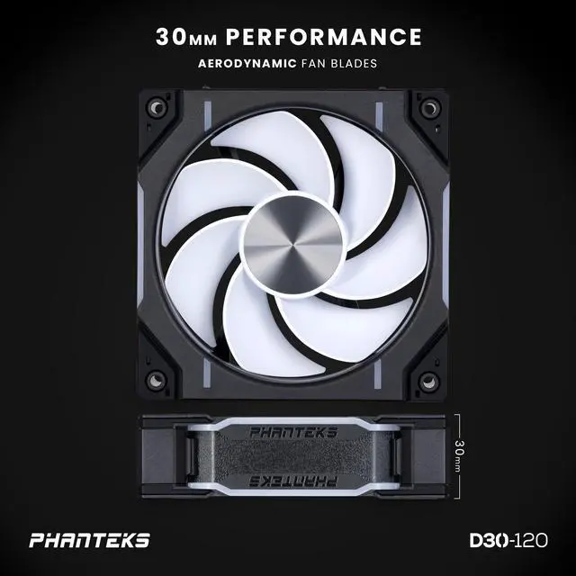 Alt view image 7 of 10 - Phanteks D30-120 DRGB PWM FAN 3Pack, Reverse Airflow Model, Premium D-RGB Performance Fans, Halos lighting Effect, ARGB/DRGB lighting, Daisy-chain Fan Linking system, Black, 3Pack