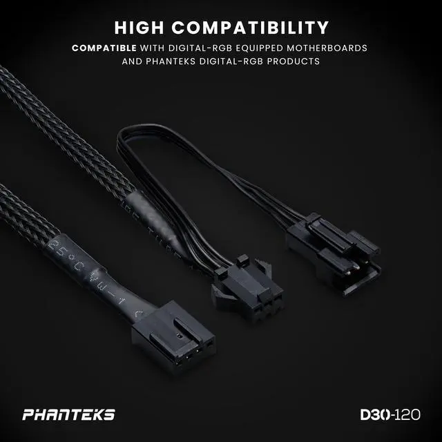 Alt view image 8 of 10 - Phanteks D30-120 DRGB PWM FAN 3Pack, Reverse Airflow Model, Premium D-RGB Performance Fans, Halos lighting Effect, ARGB/DRGB lighting, Daisy-chain Fan Linking system, Black, 3Pack