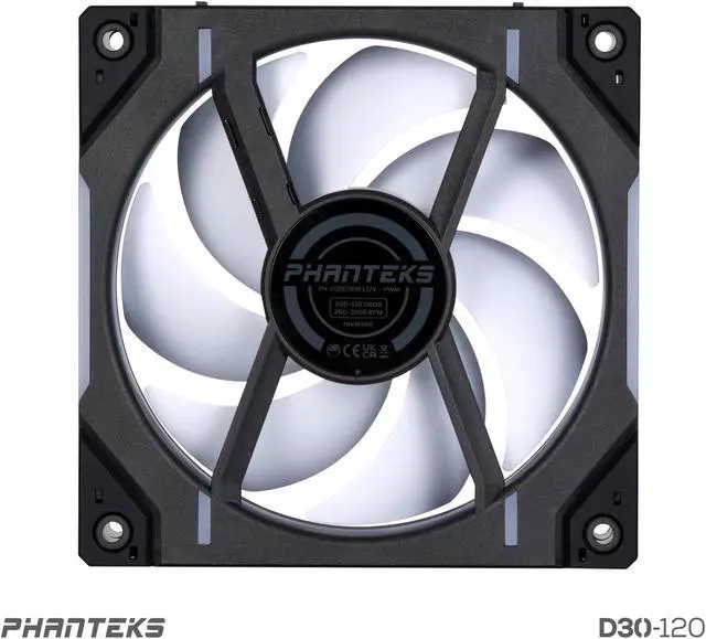 Alt view image 10 of 10 - Phanteks D30-120 DRGB PWM FAN 3Pack, Reverse Airflow Model, Premium D-RGB Performance Fans, Halos lighting Effect, ARGB/DRGB lighting, Daisy-chain Fan Linking system, Black, 3Pack