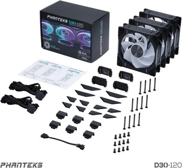 Alt view image 11 of 10 - Phanteks D30-120 DRGB PWM FAN 3Pack, Reverse Airflow Model, Premium D-RGB Performance Fans, Halos lighting Effect, ARGB/DRGB lighting, Daisy-chain Fan Linking system, Black, 3Pack