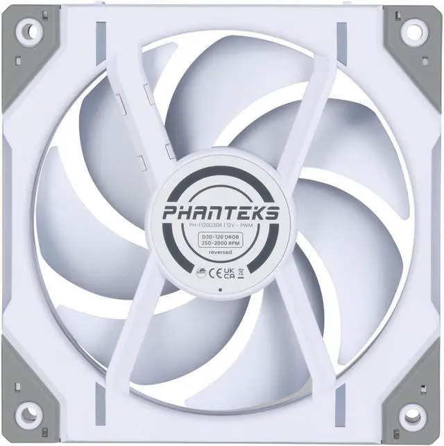 Alt view image 6 of 10 - Phanteks D30-120 DRGB PWM FAN 3Pack, Reverse Airflow Model,Premium D-RGB Performance Fans, ARGB/DRGB lighting, Daisy-chain Fan Linking system, White, 3Pack