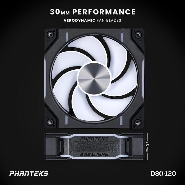 Alt view image 7 of 10 - Phanteks D30-120 DRGB PWM Fan, Reverse Airflow Model, Premium D-RGB Performance Fan, ARGB/DRGB lighting, Daisy-chain Fan Linking system, Black