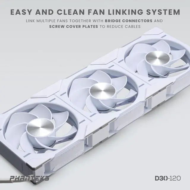 Alt view image 6 of 10 - Phanteks D30-120 DRGB PWM FAN, Reverse Airflow Model, Premium D-RGB Performance Fan, ARGB/DRGB lighting, Daisy-chain Fan Linking system, White
