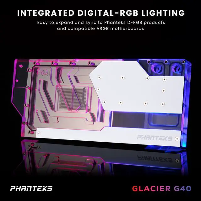 Alt view image 4 of 6 - Phanteks Glacier G4090 GIGABYTE for GIGABYTE AORUS MASTER / GAMING RTX 4090, Nickel-Plated copper block, Acrylic, Aluminum Cover plate, Digital-RGB, Matte White