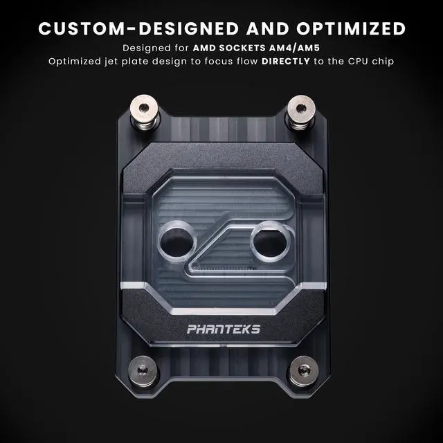 Alt view image 3 of 7 - Phanteks Glacier C370A CPU Water Block for AMD Sockets AM4 and AM5, Pure Copper Base, Digital-RGB Lighting, Black