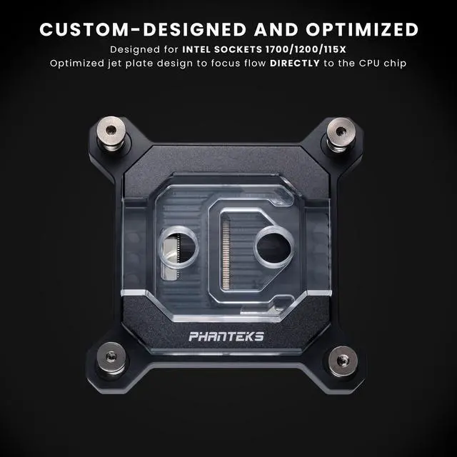 Alt view image 3 of 7 - Phanteks Glacier C370I CPU Water Block for Intel Sockets 1700/1200/115x, Pure Copper Base, Digital-RGB Lighting, Black