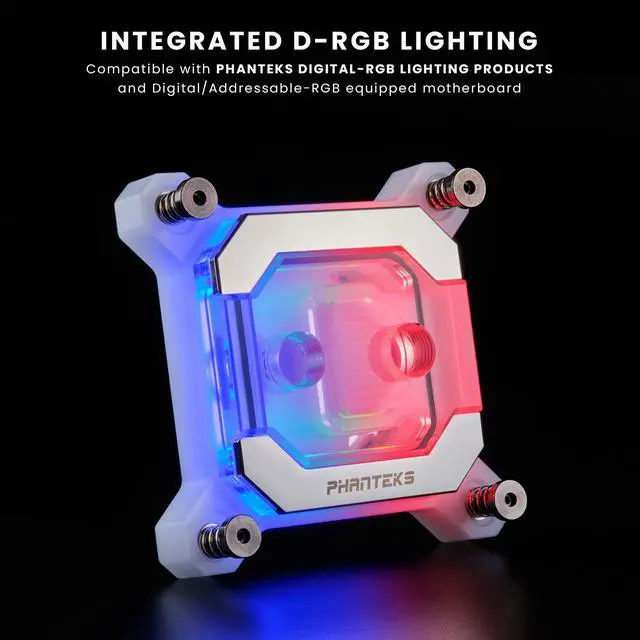 Alt view image 2 of 7 - Phanteks Glacier C370I CPU Water Block for Intel Sockets 1700/1200/115x, Support Intel 14th Gen Processor, Pure Copper Base, Digital-RGB Lighting, White