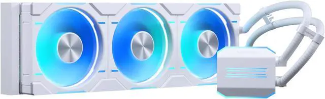 Main image of Phanteks Glacier One 360D30 Premium D-RGB AIO Liquid CPU Cooler, DRGB Pump Cap Design, 3x D30 120mm PWM D-RGB Fans, White