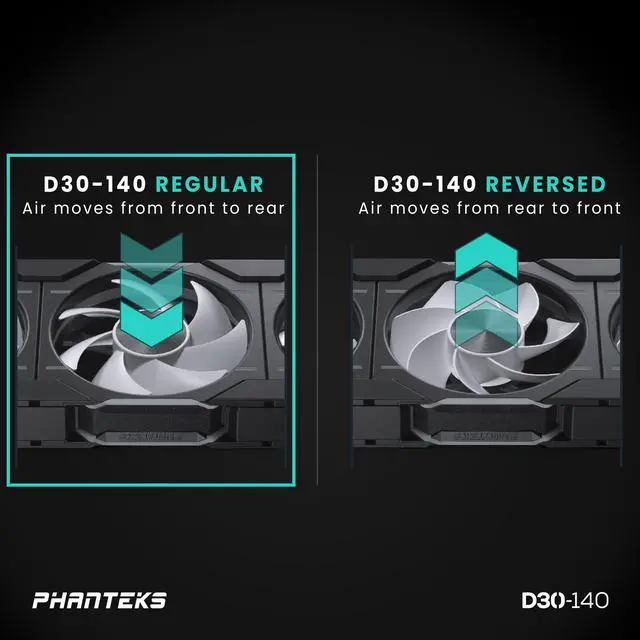 Alt view image 4 of 9 - Phanteks D30-140 DRGB PWM FAN, Premium D-RGB Performance Fan, ARGB/DRGB lighting, Daisy-chain Fan Linking system, Black