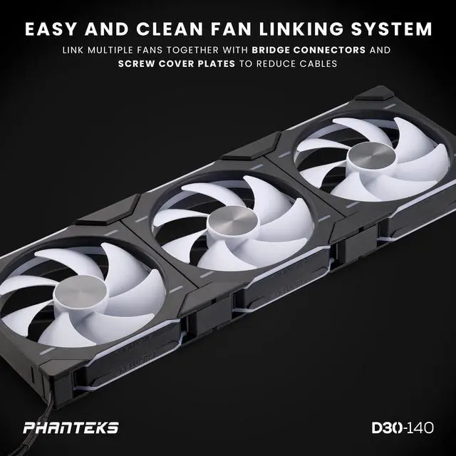 Alt view image 6 of 9 - Phanteks D30-140 DRGB PWM FAN, Premium D-RGB Performance Fan, ARGB/DRGB lighting, Daisy-chain Fan Linking system, Black