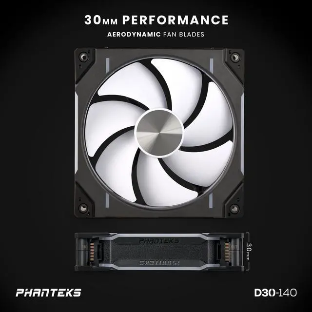 Alt view image 7 of 9 - Phanteks D30-140 DRGB PWM FAN, Premium D-RGB Performance Fan, ARGB/DRGB lighting, Daisy-chain Fan Linking system, Black