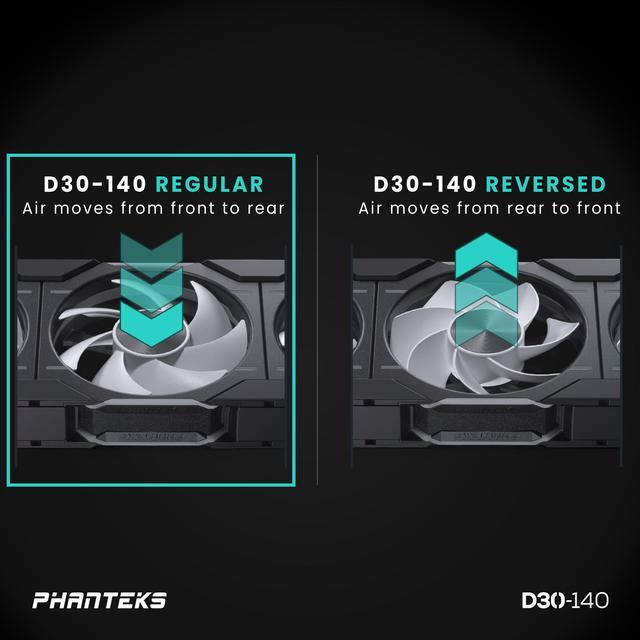 Alt view image 4 of 9 - Phanteks D30-140 DRGB PWM FAN 3Pack, Premium D-RGB Performance Fans, ARGB/DRGB lighting, Daisy-chain Fan Linking system, Black, 3Pack