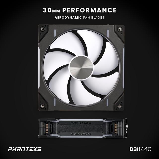 Alt view image 7 of 9 - Phanteks D30-140 DRGB PWM FAN 3Pack, Premium D-RGB Performance Fans, ARGB/DRGB lighting, Daisy-chain Fan Linking system, Black, 3Pack