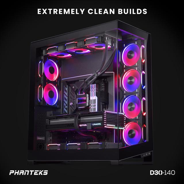 Alt view image 9 of 9 - Phanteks D30-140 DRGB PWM FAN 3Pack, Premium D-RGB Performance Fans, ARGB/DRGB lighting, Daisy-chain Fan Linking system, Black, 3Pack