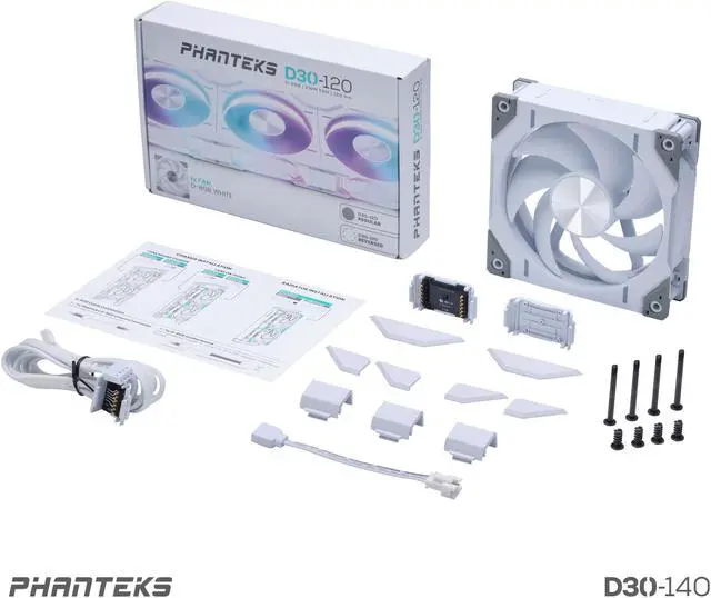 Alt view image 10 of 9 - Phanteks D30-140 DRGB PWM FAN, Premium D-RGB Performance Fan, ARGB/DRGB lighting, Daisy-chain Fan Linking system, White