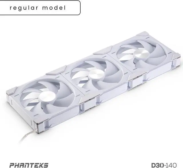 Alt view image 3 of 9 - Phanteks D30-140 DRGB PWM FAN 3Pack, Premium D-RGB Performance Fans, ARGB/DRGB lighting, Daisy-chain Fan Linking system, White, 3Pack
