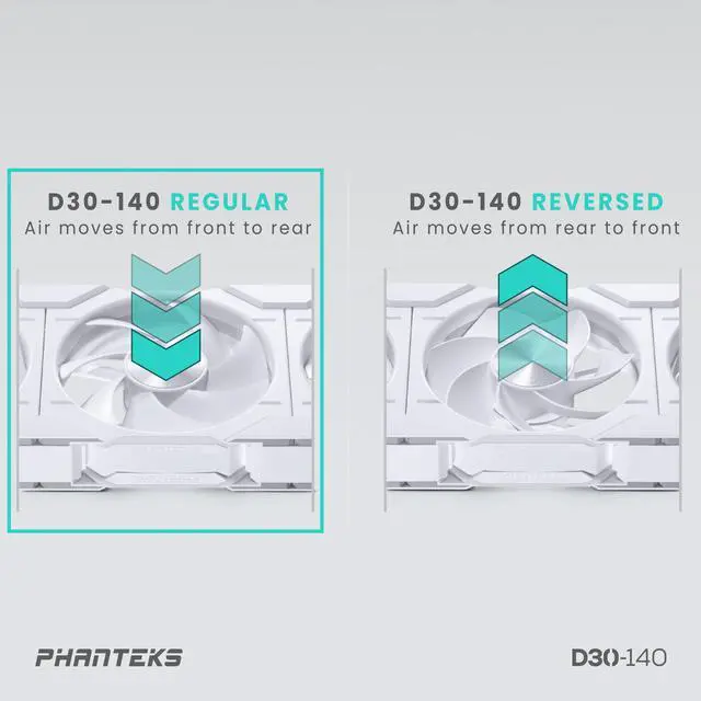 Alt view image 4 of 9 - Phanteks D30-140 DRGB PWM FAN 3Pack, Premium D-RGB Performance Fans, ARGB/DRGB lighting, Daisy-chain Fan Linking system, White, 3Pack