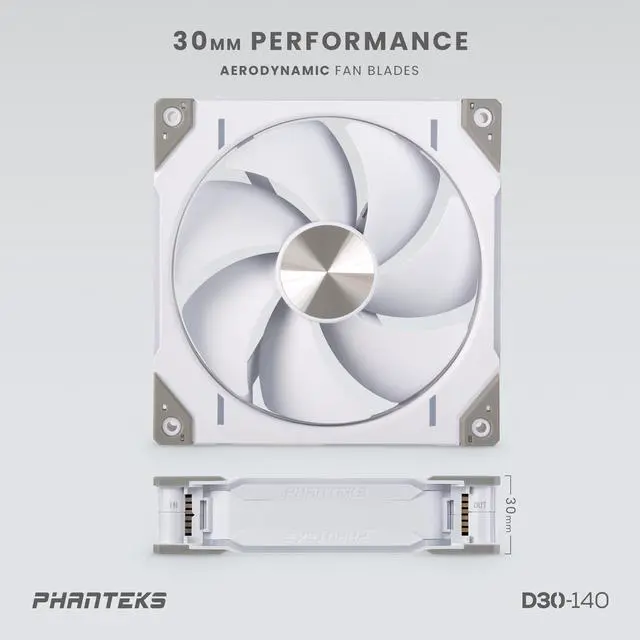 Alt view image 7 of 9 - Phanteks D30-140 DRGB PWM FAN 3Pack, Premium D-RGB Performance Fans, ARGB/DRGB lighting, Daisy-chain Fan Linking system, White, 3Pack