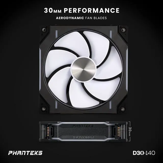 Alt view image 7 of 9 - Phanteks D30-140 DRGB PWM Fan, Reverse Airflow Model, Premium D-RGB Performance Fan, ARGB/DRGB lighting, Daisy-chain Fan Linking system, Black