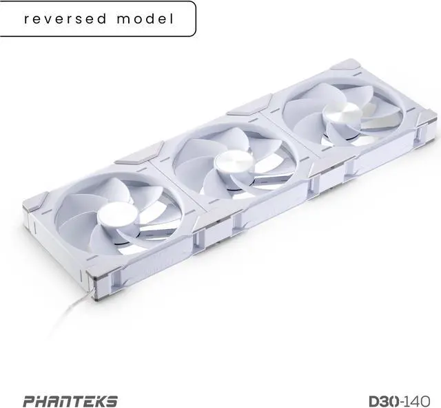 Alt view image 3 of 8 - Phanteks D30-140 DRGB PWM FAN 3Pack, Reverse Airflow Model,Premium D-RGB Performance Fans, ARGB/DRGB lighting, Daisy-chain Fan Linking system, White, 3Pack