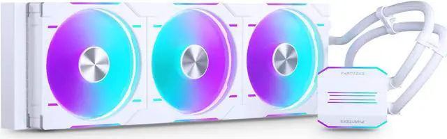 Main image of Phanteks Glacier One 420D30 Premium D/A-RGB AIO Liquid CPU Cooler, D/A-RGB Pump Cap Design, 3x D30 140mm PWM D-RGB Fans, Supports Intel LGA 1851/1700, AMD AM5/AM4, White