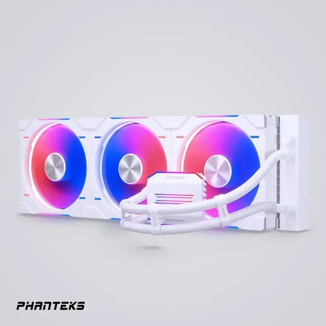 Alt view image 7 of 7 - Phanteks Glacier One 420D30 Premium D/A-RGB AIO Liquid CPU Cooler, D/A-RGB Pump Cap Design, 3x D30 140mm PWM D-RGB Fans, Supports Intel LGA 1851/1700, AMD AM5/AM4, White