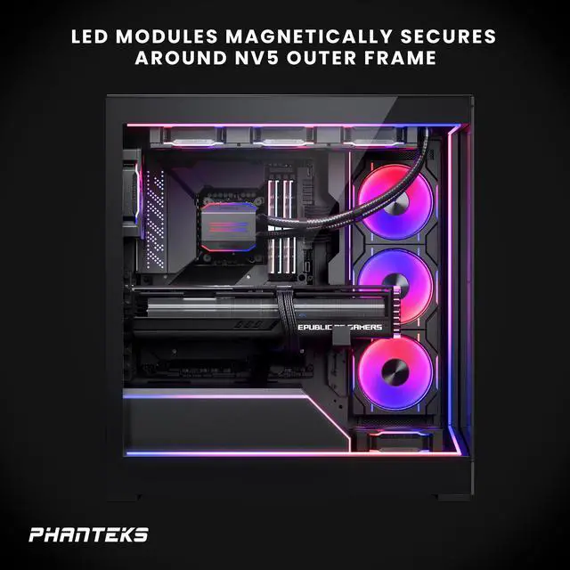 Alt view image 4 of 5 - Phanteks NV5 Premium DRGB Kit, 3x D/A-RGB LED modules for NV5 outer frame, 1x D/A-RGB Motherboard cable cover, 1x D/A-RGB Power hub included, Black