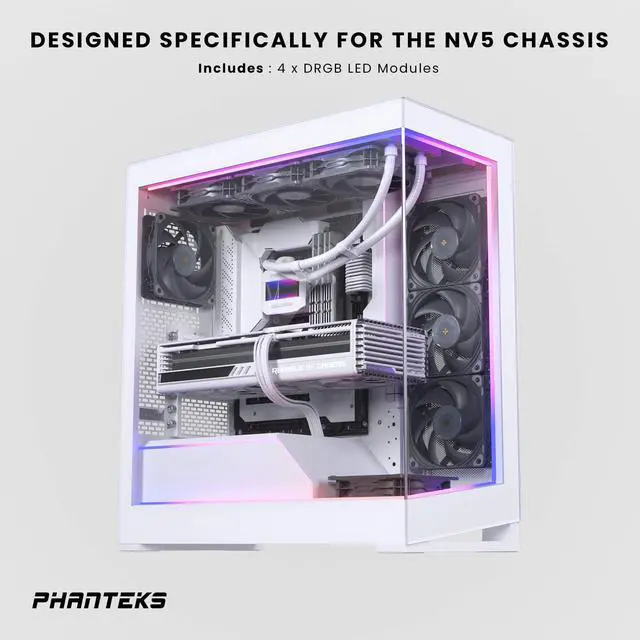 Alt view image 3 of 5 - Phanteks NV5 Premium DRGB Kit, 3x D/A-RGB LED modules for NV5 outer frame, 1x D/A-RGB Motherboard cable cover, 1x D/A-RGB Power hub included, White PH-PLEDKT_NV5_DWT01