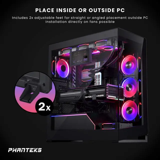 Alt view image 2 of 4 - Phanteks 5.5" Hi-Res Universal LCD Display, Magnetic Mounting, 60hz refresh rate, 2160x1440 IPS Panel with LED backlighting, 99% sRGB support, Plug and Play, HDMI, Black