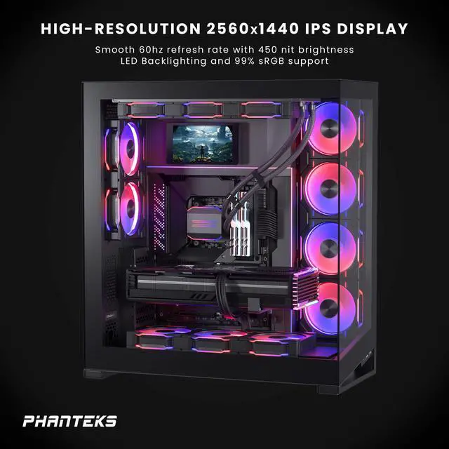 Alt view image 3 of 4 - Phanteks 5.5" Hi-Res Universal LCD Display, Magnetic Mounting, 60hz refresh rate, 2160x1440 IPS Panel with LED backlighting, 99% sRGB support, Plug and Play, HDMI, Black