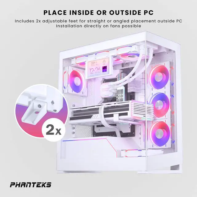 Alt view image 2 of 4 - Phanteks 5.5" Hi-Res Universal LCD Display, Magnetic Mounting, 60hz refresh rate, 2160x1440 IPS Panel with LED backlighting, 99% sRGB support, Plug and Play, HDMI, White