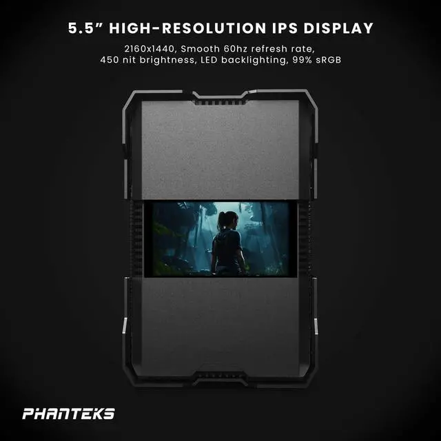 Alt view image 3 of 4 - Phanteks Shift XT 5.5" Hi-Res Display, designed for Shift XT, 60hz refresh rate, 2160x1440 IPS Panel with LED backlighting, 99% sRGB support, Plug and Play, HDMI, Black