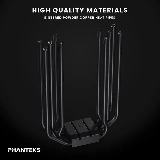 Alt view image 2 of 7 - Phanteks Polar ST5 CPU Air Cooler, 5 Direct Heat pipe, M25 120mm D-RGB fan, All-black heatsink design, Black