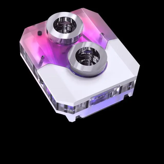Alt view image 3 of 8 - Phanteks Glacier EZ-Fit 450CPU, Copper CPU Water Block, Intel 1700 & AMD AM5 compatible, Integrated 16mm EZ-Fit Fitting, RGB, White