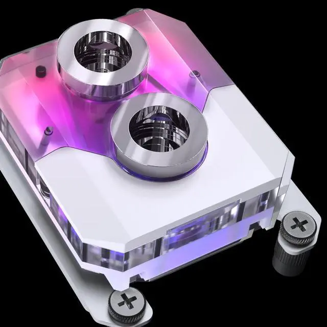 Alt view image 7 of 8 - Phanteks Glacier EZ-Fit 450CPU, Copper CPU Water Block, Intel 1700 & AMD AM5 compatible, Integrated 16mm EZ-Fit Fitting, RGB, White
