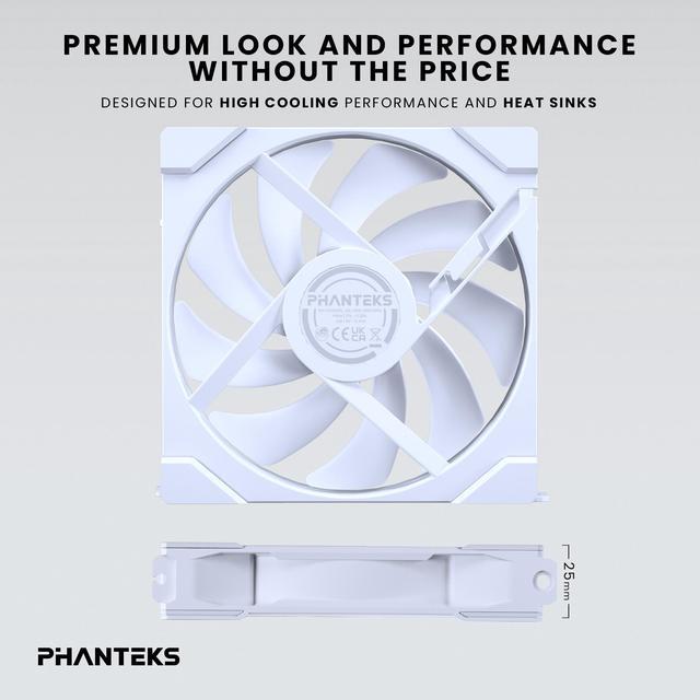 Alt view image 7 of 8 - Phanteks M25-140 Gen2, 140mm ARGB High Performance Cooling Fans, Daisy-chain Unified Fan Frame, Infinity Mirror hub, single cable connection, White