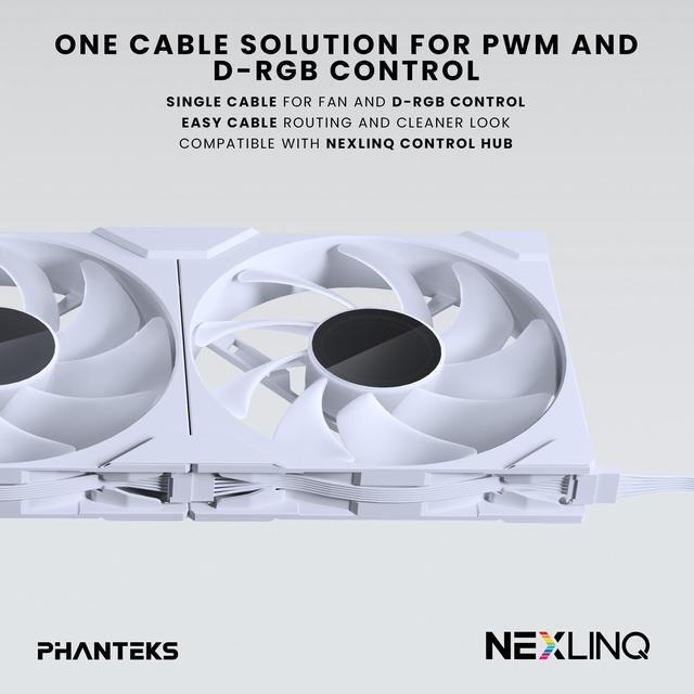 Alt view image 8 of 8 - Phanteks M25-140 Gen2, 140mm ARGB High Performance Cooling Fans, Daisy-chain Unified Fan Frame, Infinity Mirror hub, single cable connection, White