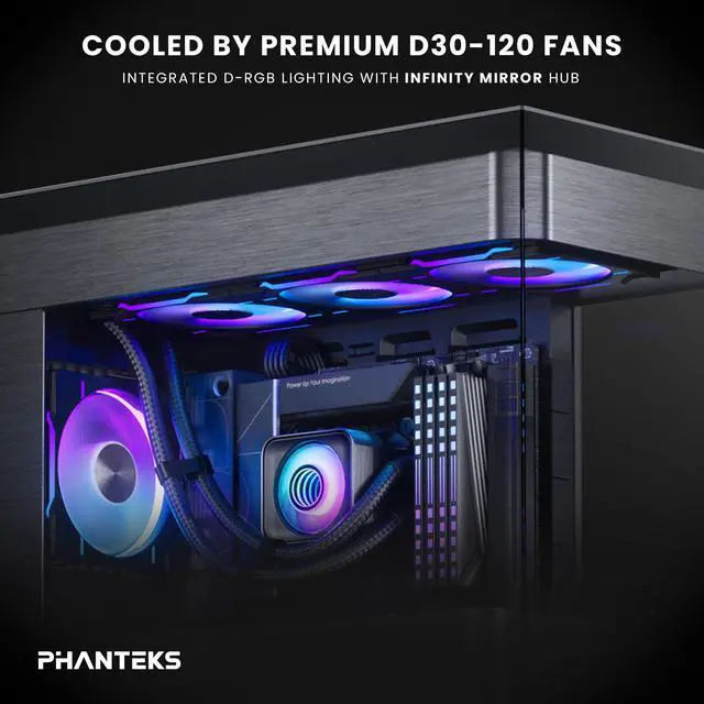 Alt view image 5 of 6 - Phanteks Glacier One 360D30 X2 AIO Liquid CPU Cooler, Evolv X2-Design AIO Cap Design, 3x Performance D30-120 D-RGB Fans, for Intel LGA 1851, 1700, 1200, 115x and AMD AM4/AM5 sockets, Black