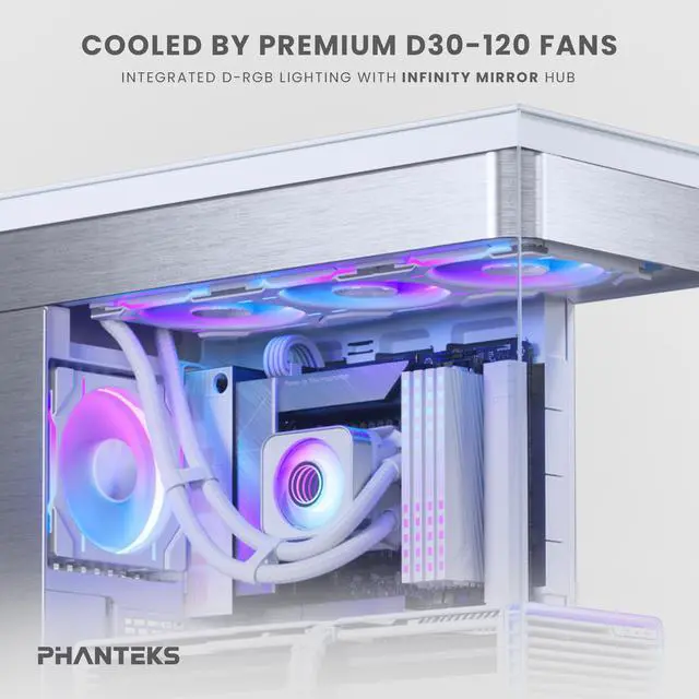 Alt view image 5 of 6 - Phanteks Glacier One 360D30 X2 AIO Liquid CPU Cooler, Evolv X2-Design Cap Design, 3x Performance D30-120 D-RGB Fans, for Intel LGA 1851, 1700, 1200, 115x and AMD AM4/AM5 sockets, White