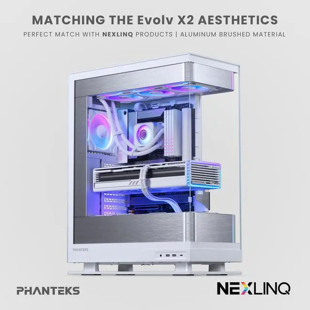 Alt view image 6 of 6 - Phanteks Glacier One 360D30 X2 AIO Liquid CPU Cooler, Evolv X2-Design Cap Design, 3x Performance D30-120 D-RGB Fans, for Intel LGA 1851, 1700, 1200, 115x and AMD AM4/AM5 sockets, White