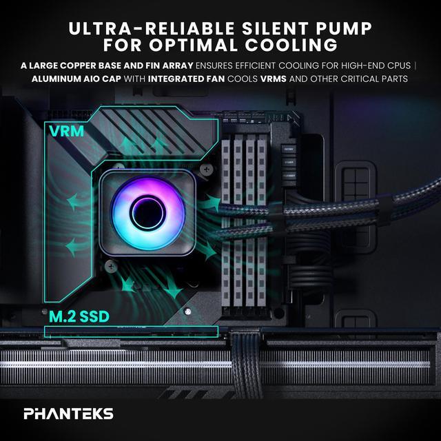 Alt view image 4 of 6 - Phanteks Glacier One 420D30 X2 AIO Liquid CPU Cooler, Evolv X2 Aluminum Cap Design, 3x Performance D30-140 D-RGB Fans, for Intel LGA 1851, 1700, 1200, 115x and AMD AM4/AM5 sockets, Black