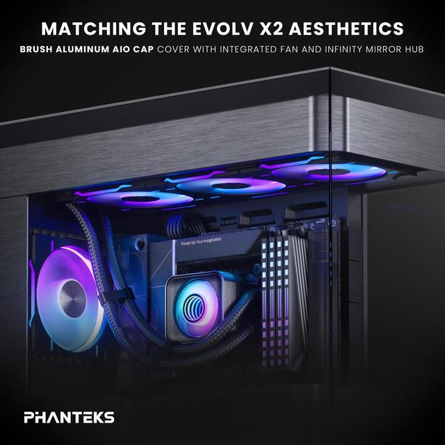 Alt view image 5 of 6 - Phanteks Glacier One 420D30 X2 AIO Liquid CPU Cooler, Evolv X2 Aluminum Cap Design, 3x Performance D30-140 D-RGB Fans, for Intel LGA 1851, 1700, 1200, 115x and AMD AM4/AM5 sockets, Black