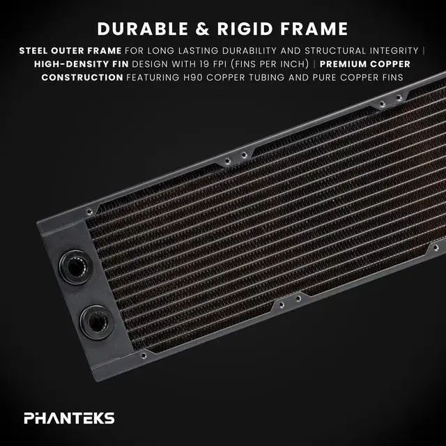 Alt view image 3 of 3 - Glacier EZ-Fit 420RAD-30, 420mm-30mm thick Water-Cooling Copper Radiator, Integrated 16mm EZ-Fit fitting, Black